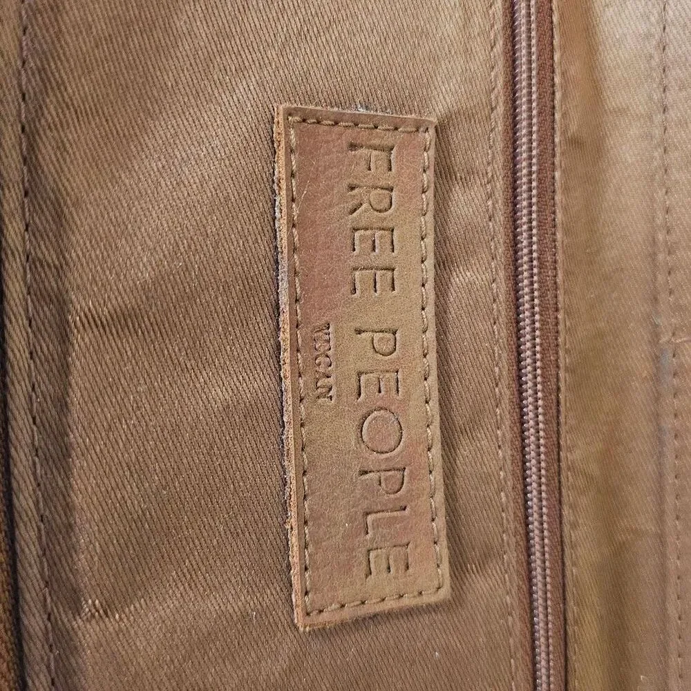 Free People Distressed Vegan Leather Zip-Around Wristlet Wallet wStudded Details